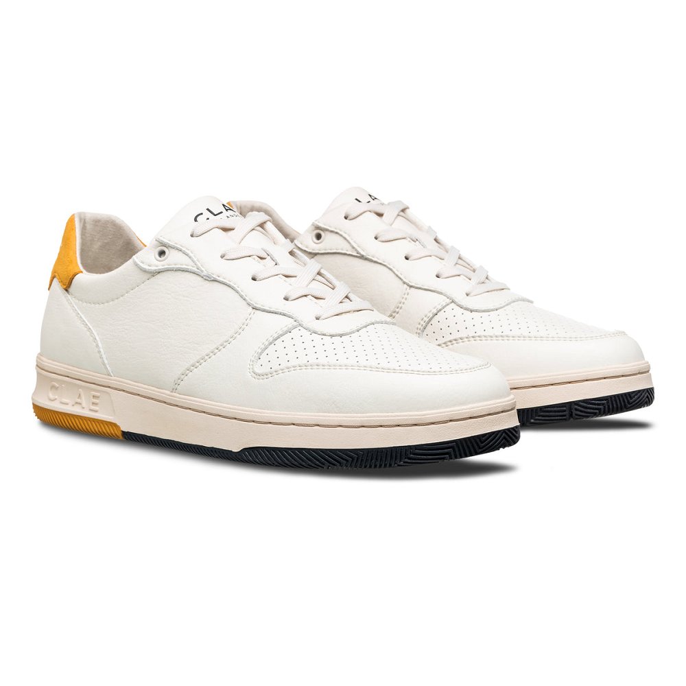 CLAE MALONE VEGAN Shoes Mens USA413-D69 In Off White Mineral Yellow